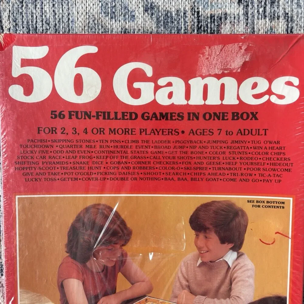 Vintage 56 Games Board Game Set 1981 Retro New Sealed Whitman Pachisi Complete
